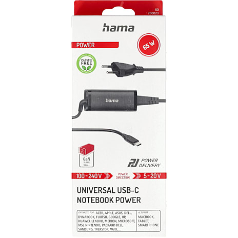 Hama USB-C universal strømforsyning 65W- 1,2 meter