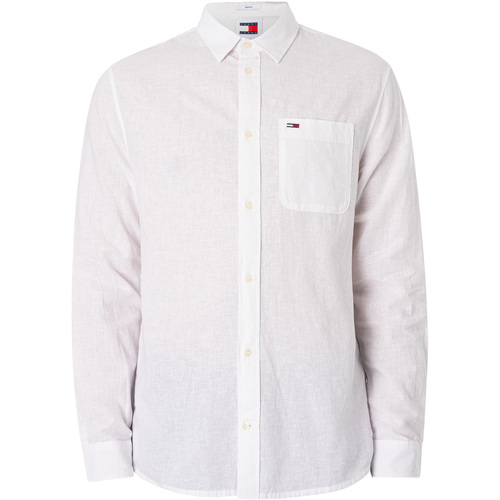 Tommy Jeans - Camisa De Mezcla De Lino Blanco