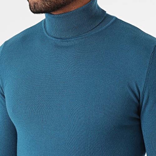 Pull Col Roulé Bleu Pétrole
