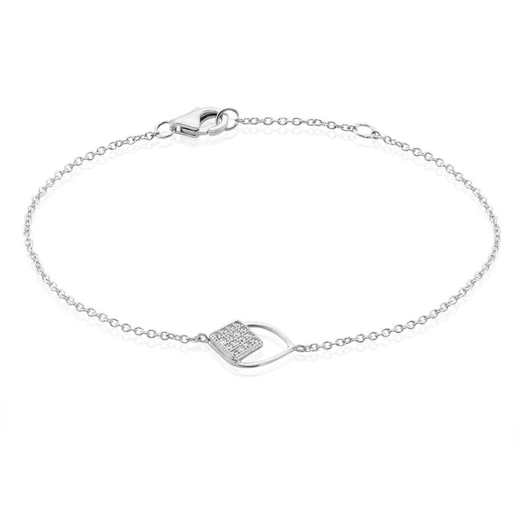 Bracelet Argent Blanc Valtrude Oxydes De Zirconium Serti Griffes