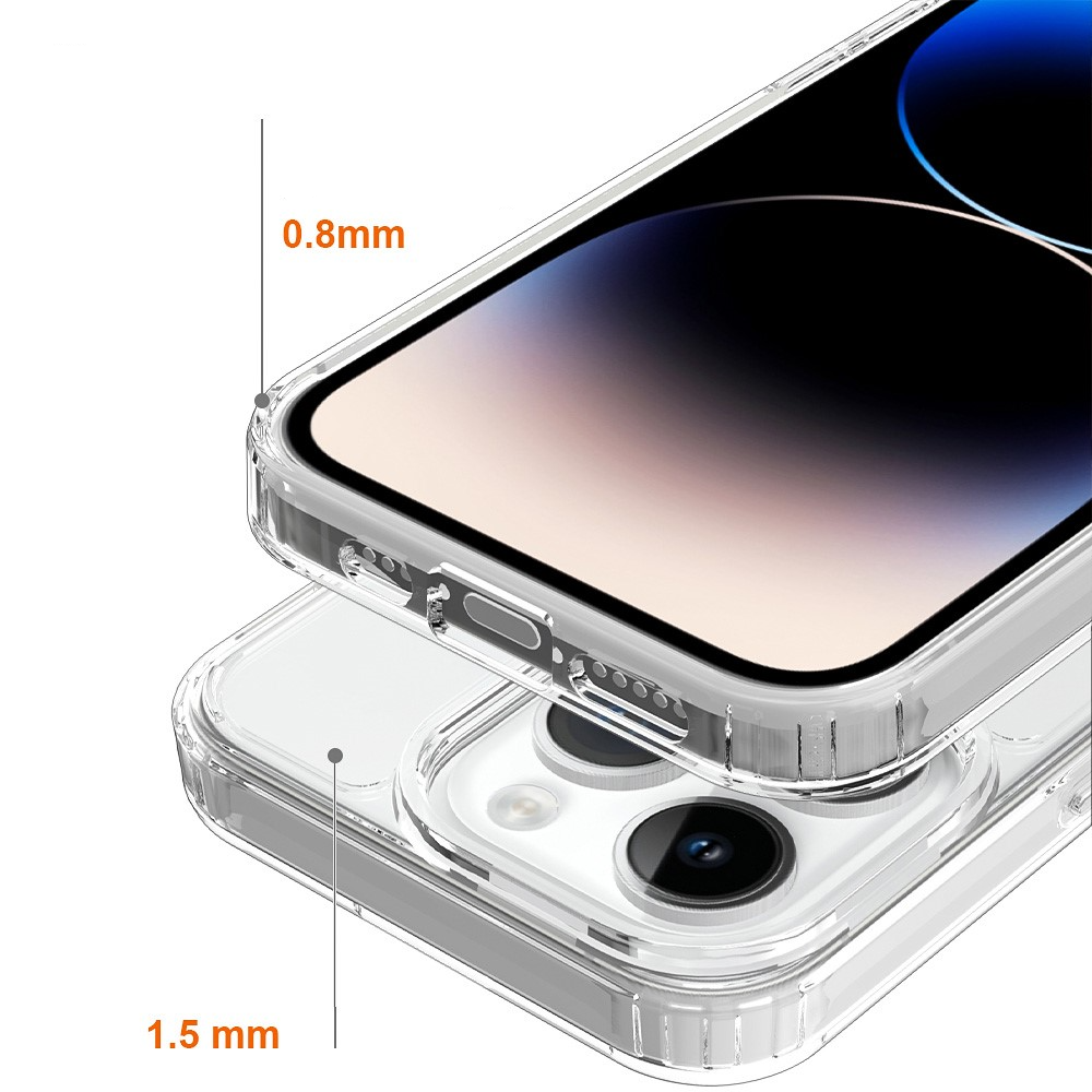 iPhone 15 Pro Hybrid Hülle TPU Bumper mit Acryl Rückseite - Transparent
