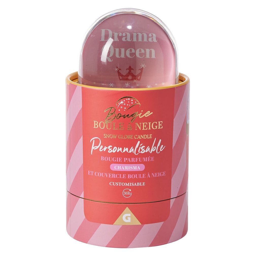 Bougie parfumée couvercle boule à neige personnalisable rose