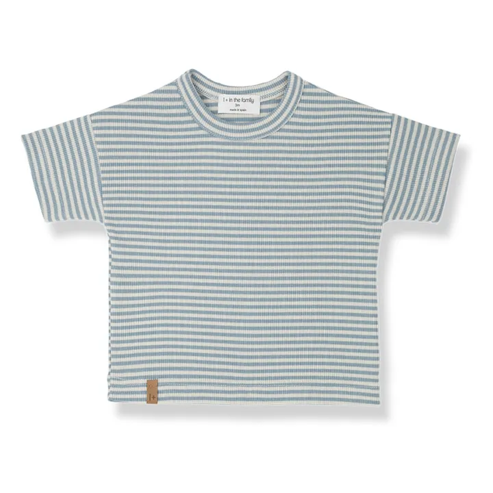 1+ in the family T-shirt Aristide Côtelé | Bleu Vert