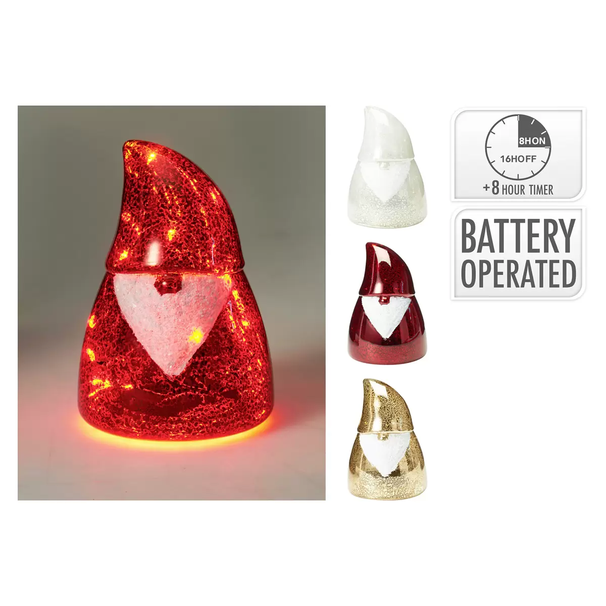 Weihnachtsmann LED Glaslampe coffee,rot,weiss