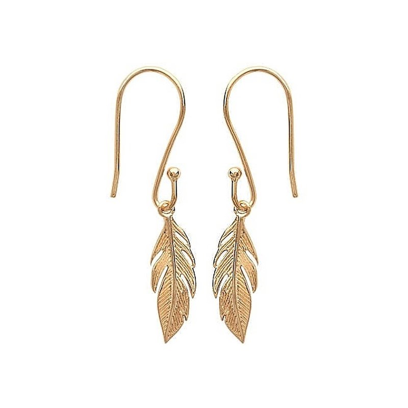 Boucles d'oreilles pendantes plume Plaqué OR 750 3 microns
