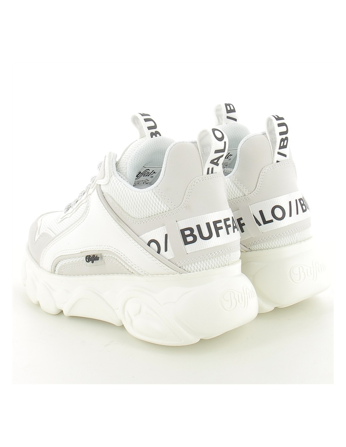 buffalo baskets compensées femme chai white imi suede/ mesh vegan