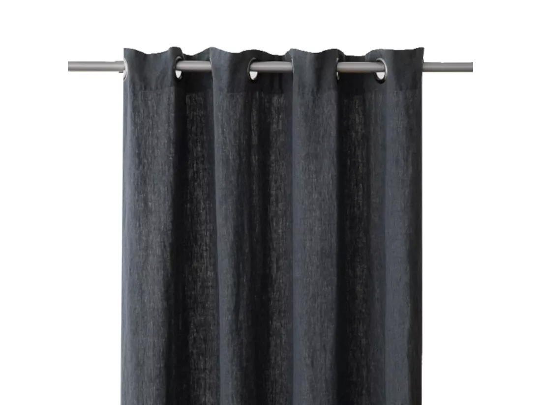 Rideau à œillets en lin lavé anthracite 140x250