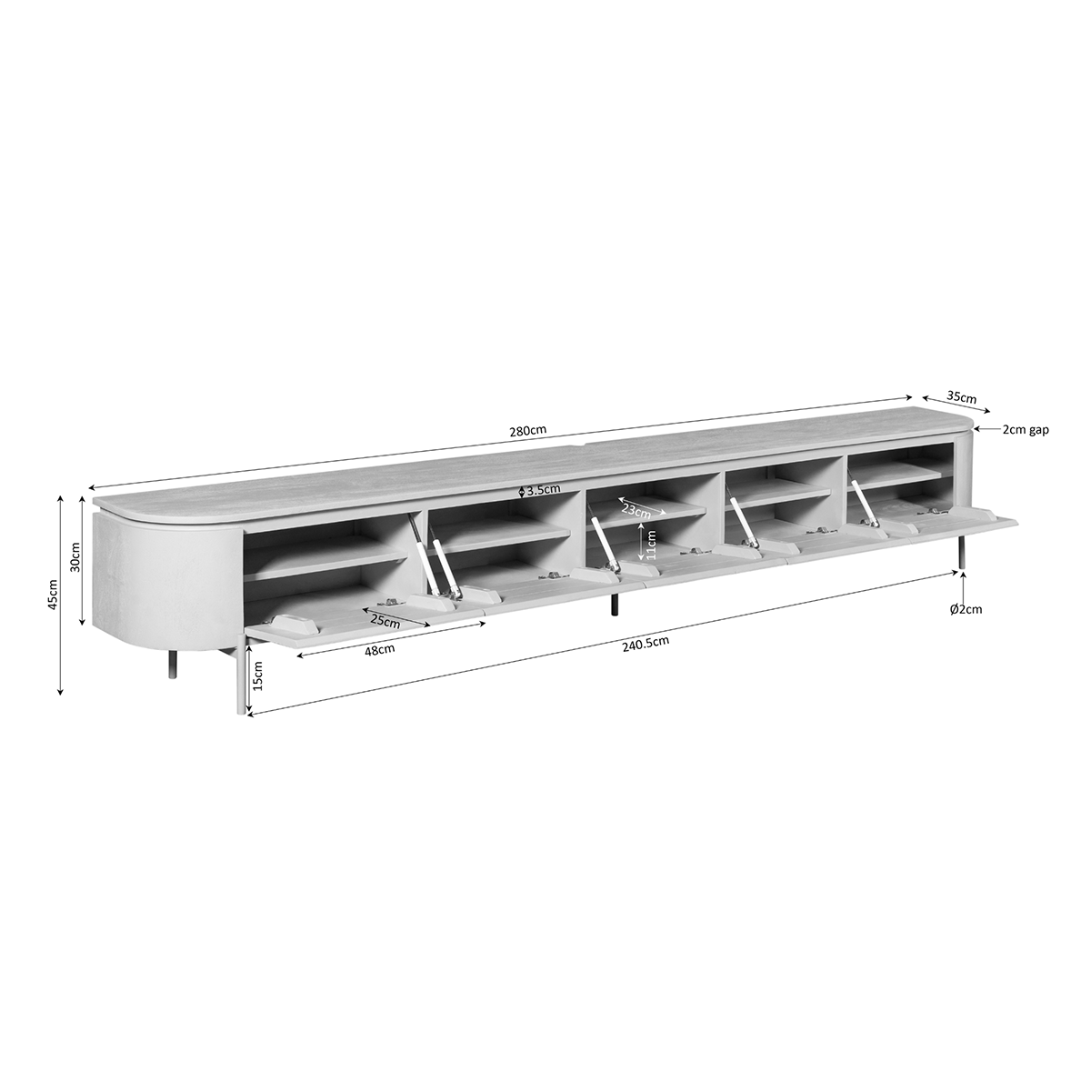 Tv meubel Houdini Bruin 280 cm