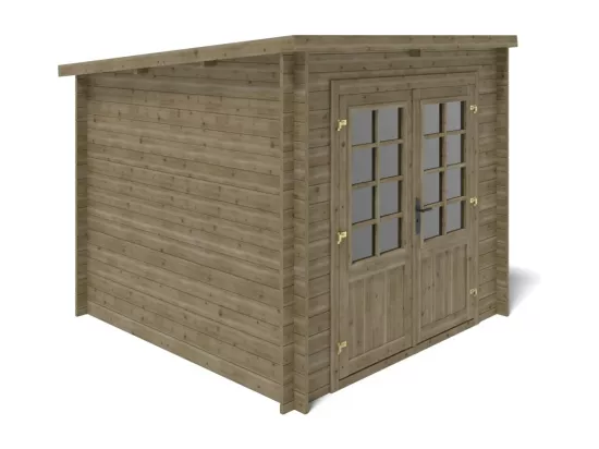 Abri de jardin en bois - 6,25m2 - 2,50x2,50m - Traité - Ep. 28mm - Couleur: vert - DOM724 - ALTANKA