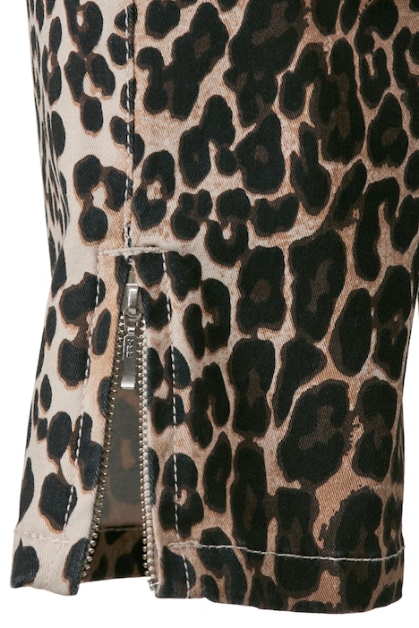 7/8-Hose, Slim Fit, Leo-Muster, 5-Pocket, Saum-Zipper