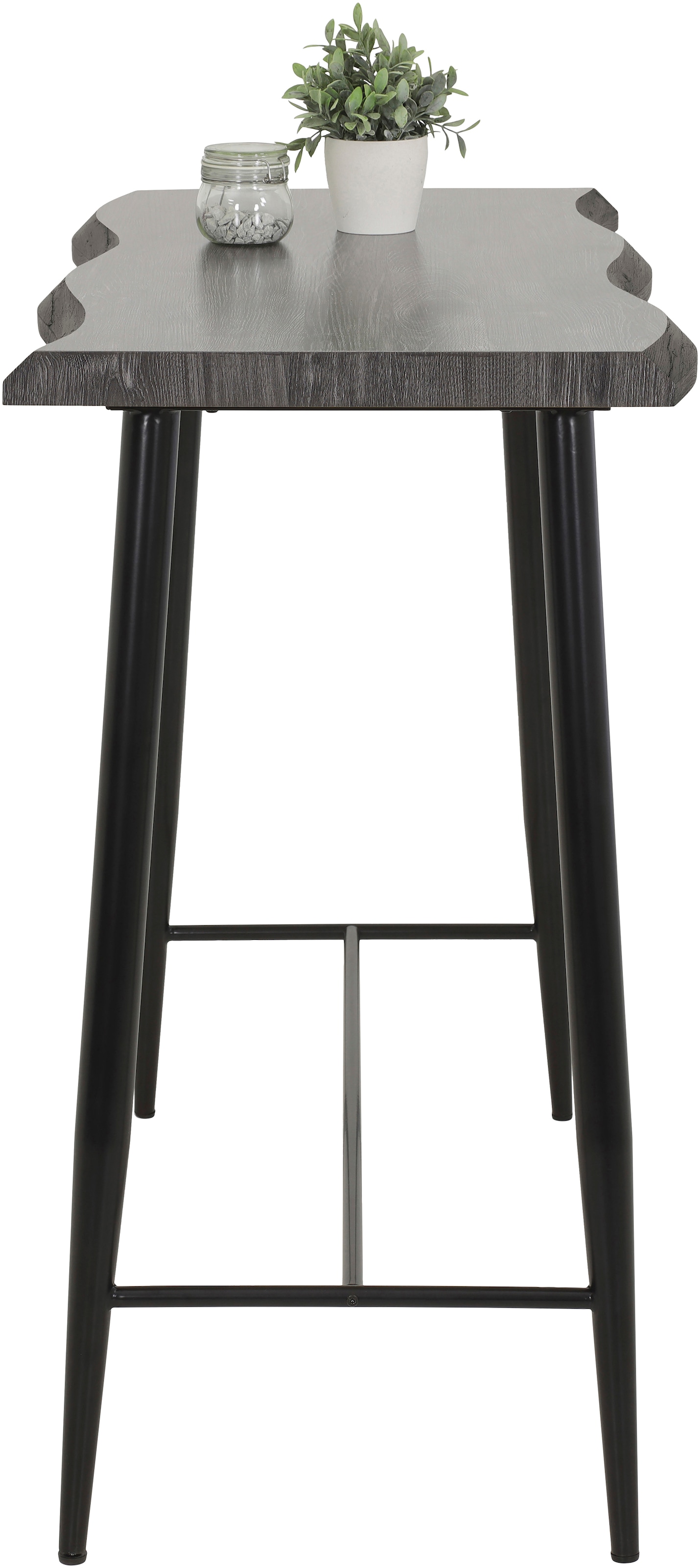 HELA Bartisch »GABI« Baumkantentisch, 120 cm Breite, Industrial Design, Wildeiche oder Grau