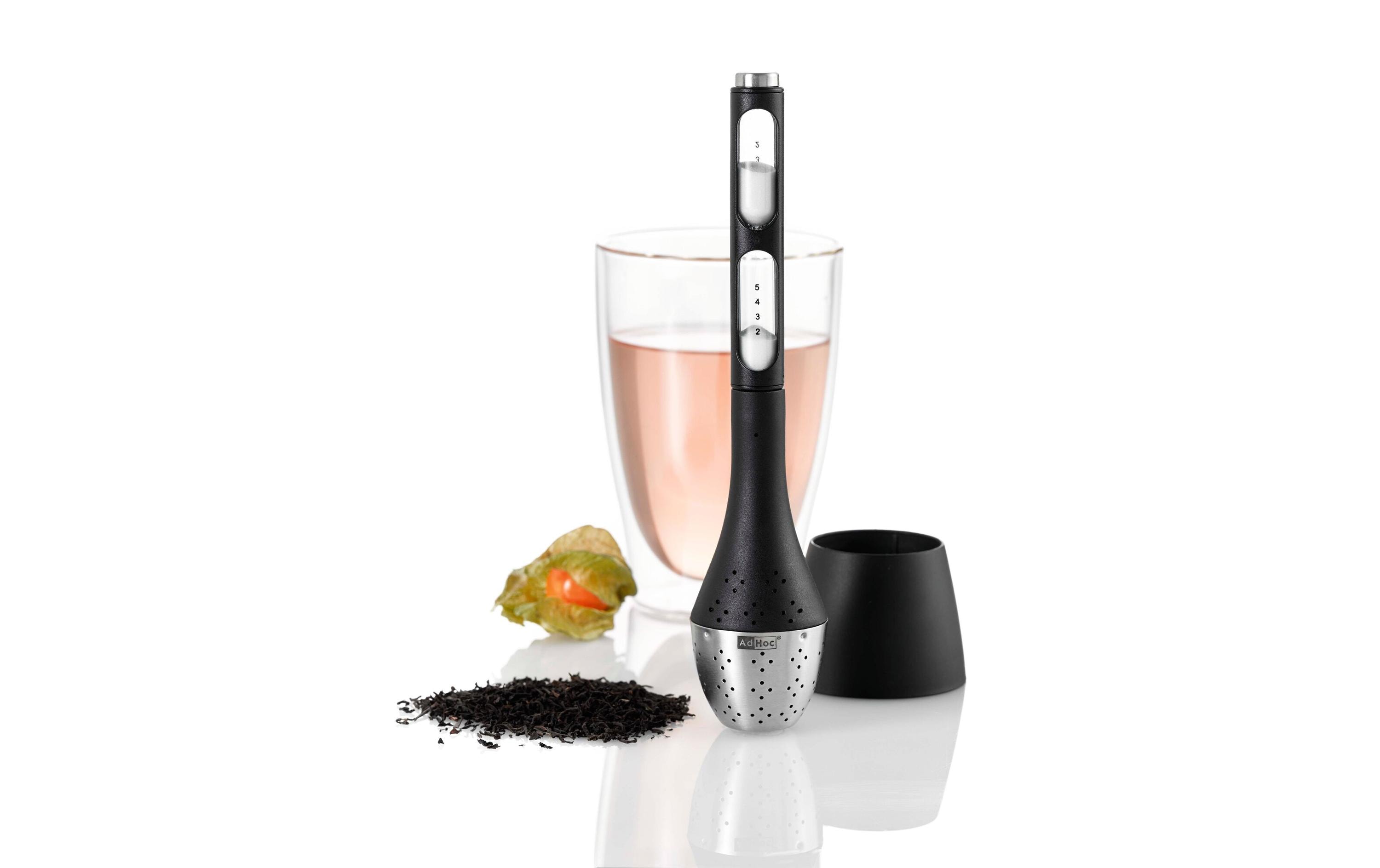 Tee-Ei Santea Schwarz/SilberTee-Ei mit Sanduhr