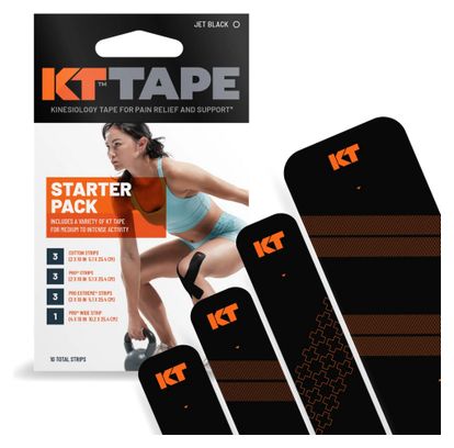 Straps prédécoupés KT Tape Starter Pack Noir - 10 straps