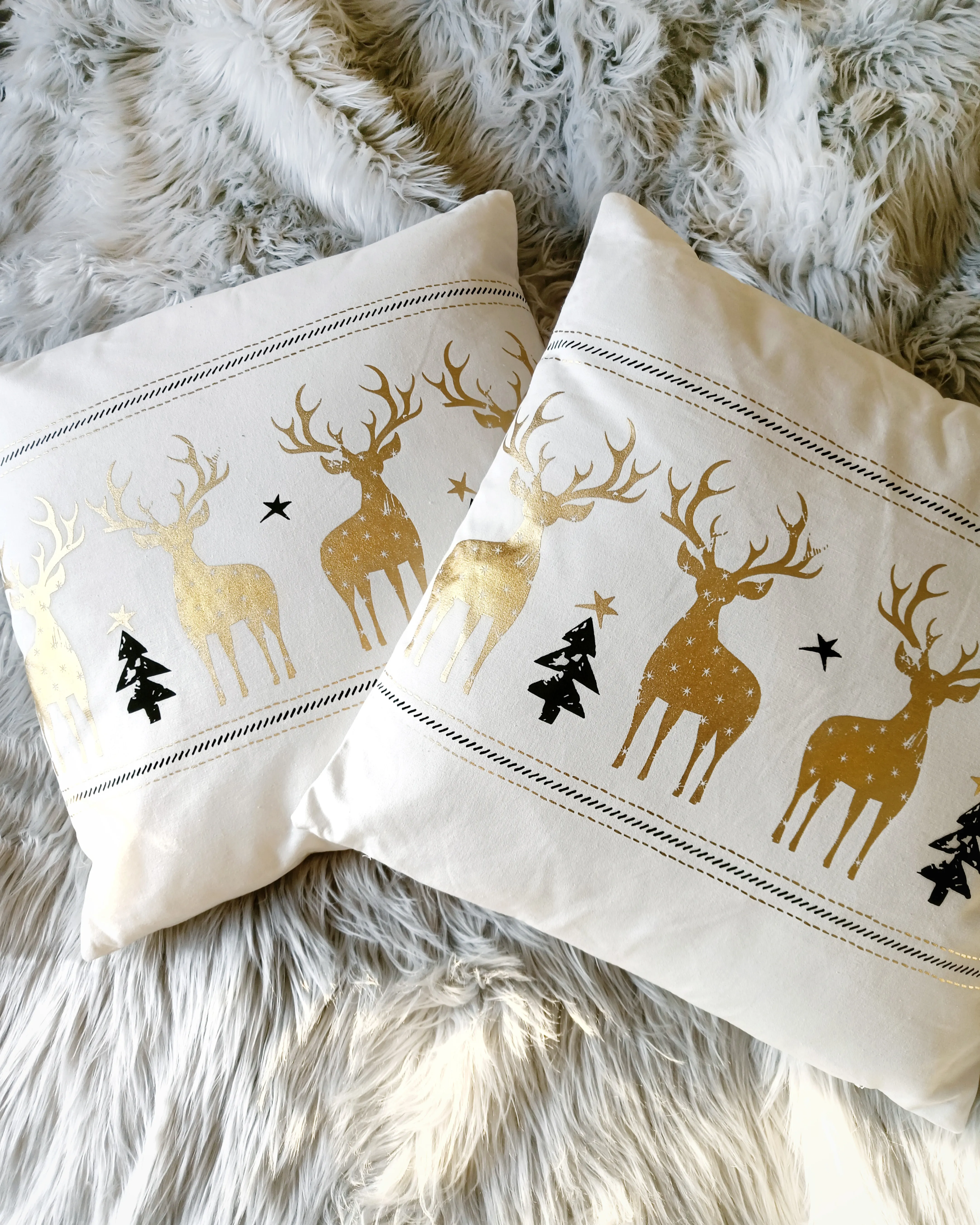 Set van 2 sierkussens DONNER Katoen 45 x 45 cm Wit kerstmotief