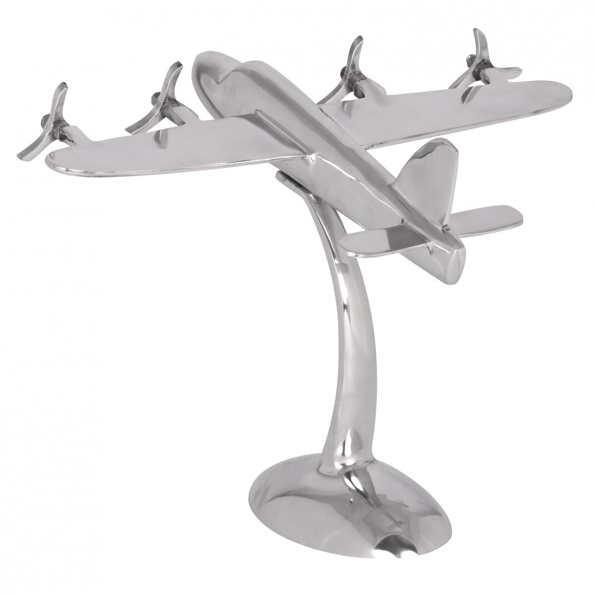 FineBuy Design Deko Flugzeug Propeller aus Aluminium Flieger Farbe Silber