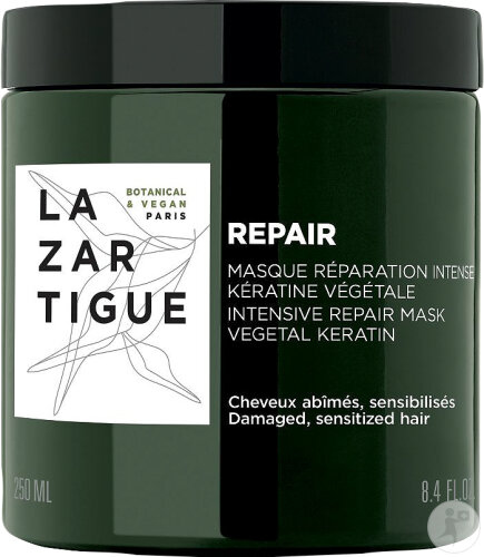 Lazartigue Masque Réparation Intense Kératine Végétale Cheveux Abîmés/Sensibilisés Pot 250ml