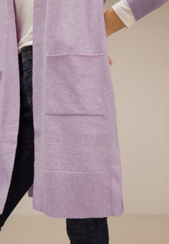 Offener Long Cardigan - soft pure lilac melange