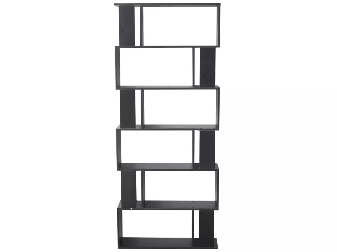 Etagère Bibliothèque Moderne Bois Noir 6 Etagères 190x60x24