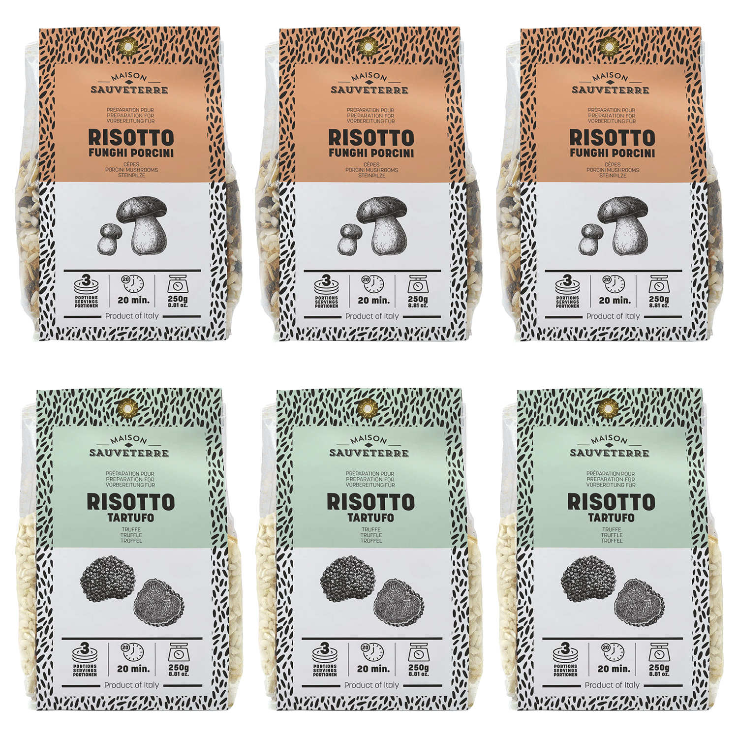 Assortiment 6 sachets de risotto Maison Sauveterre (cèpes et truffes)