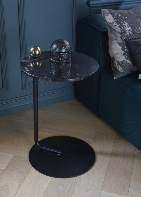AYTM Castellum bijzettafel Ø40 Black/marmer