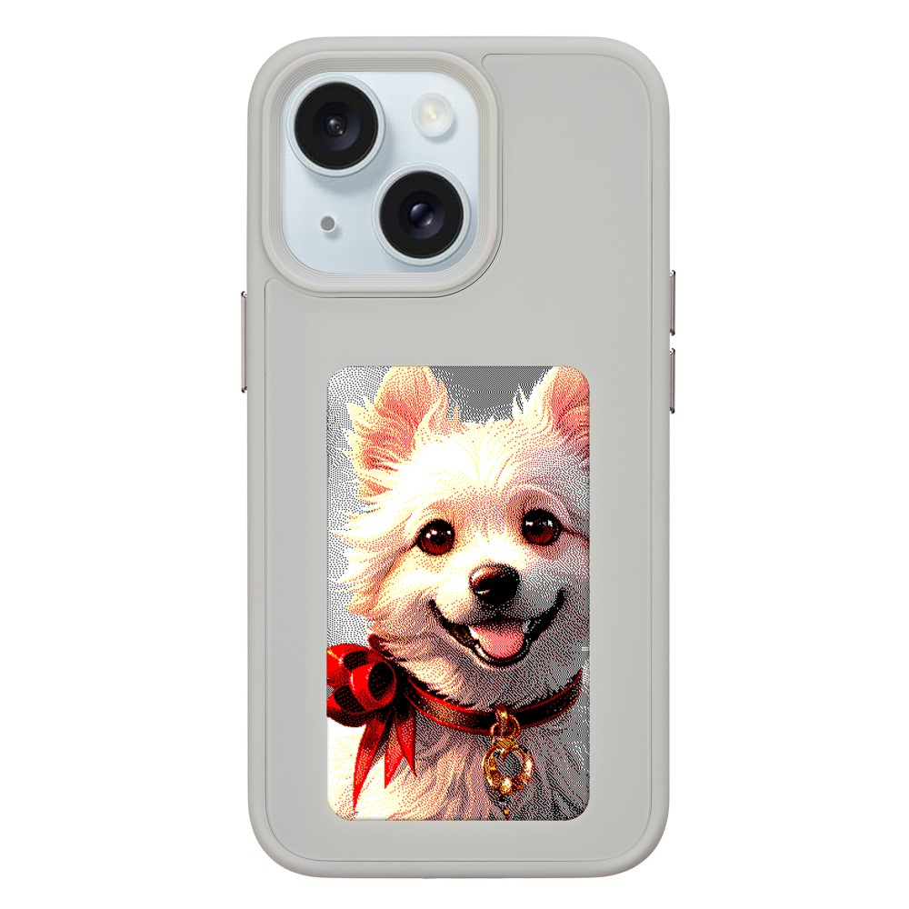 iPhone 15 Hybrid Hülle TPU Bumper mit Acryl Rückseite   DIY E-Ink Display mit NFC Technologie - Grau