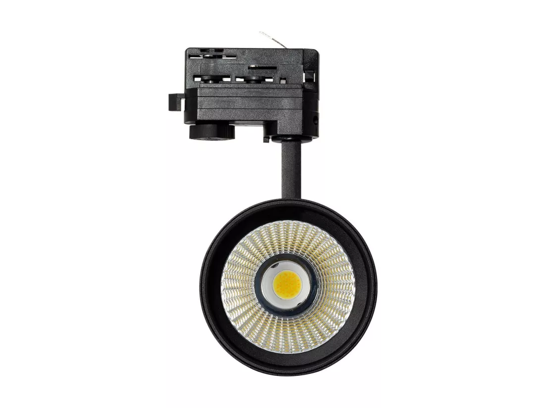 Spot LED sur Rail Triphasé 30W d'Angelo LIFUD Noir 3000K Blanc chaud