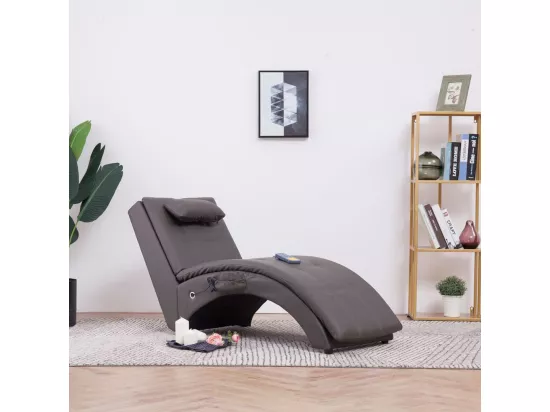 Prolenta Premium - Chaise longue de massage avec oreiller Gris Similicuir
