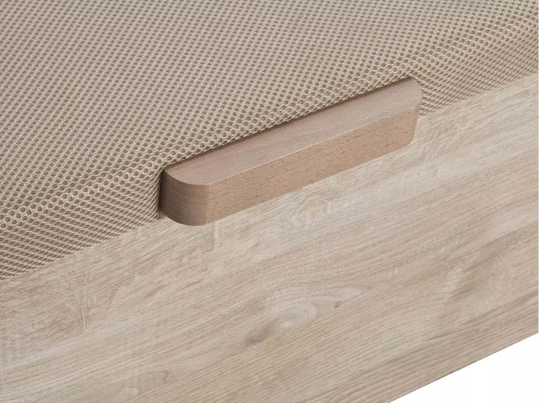 Ensemble 140 x 190 cm sommier coffre naturel clair + matelas mousse HD mémoire de forme et tissu 3D respirant ép.18cm - HEAVEN de YSMÉE