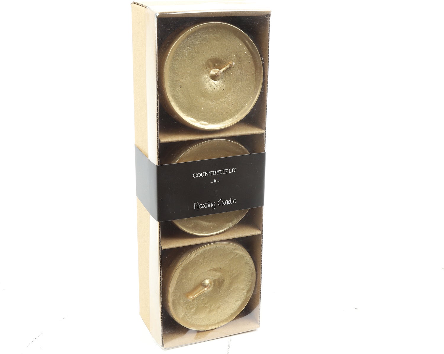 Countryfield drijfkaars Bollie goud 18 uur D 8,2 H 5,5 cm 3 stuks