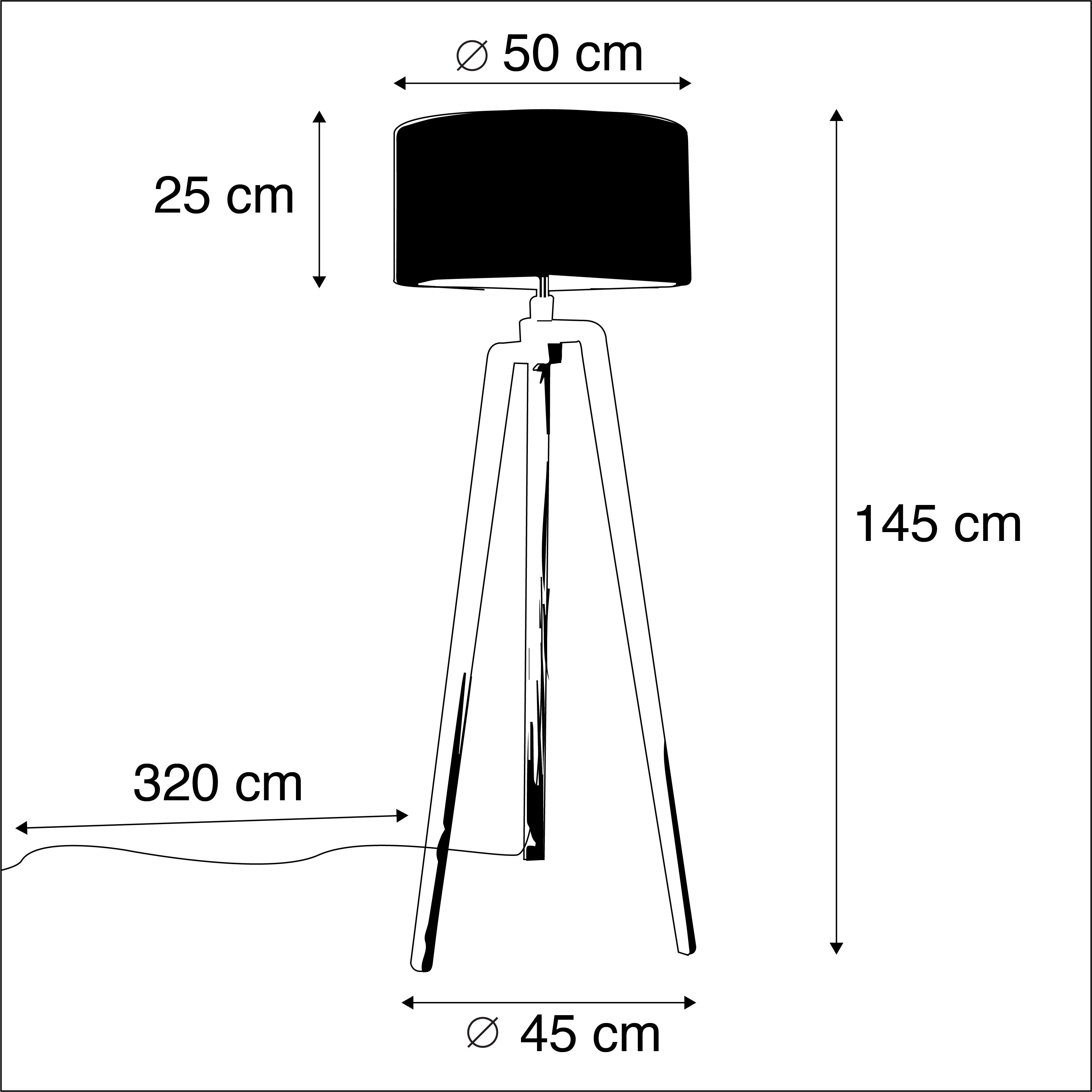 Vloerlamp tripod zwart met roze kap en goud 50 cm - Puros