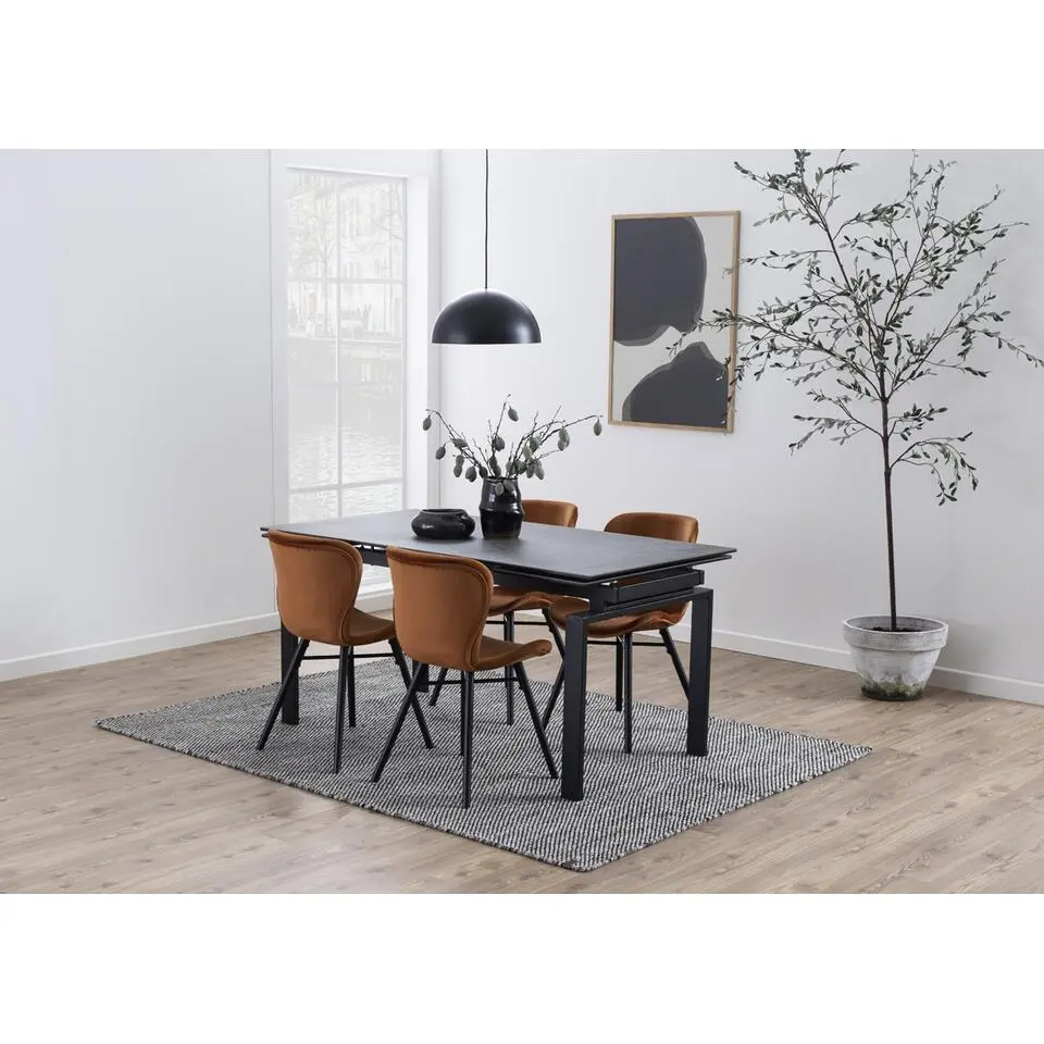 Eetkamerstoel Stof Koper - Zithoogte 46,5cm - Zaria - Set van 2