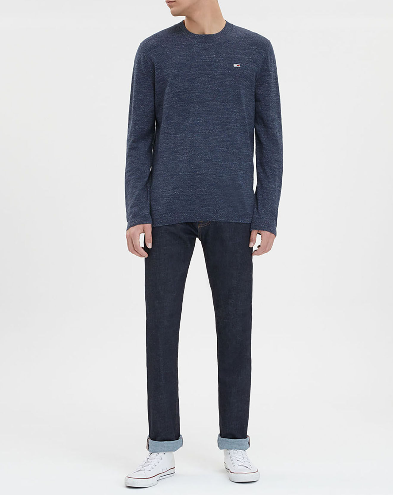 Tommy Jeans Pull 100% Coton Bio lightweight heather bleu marine