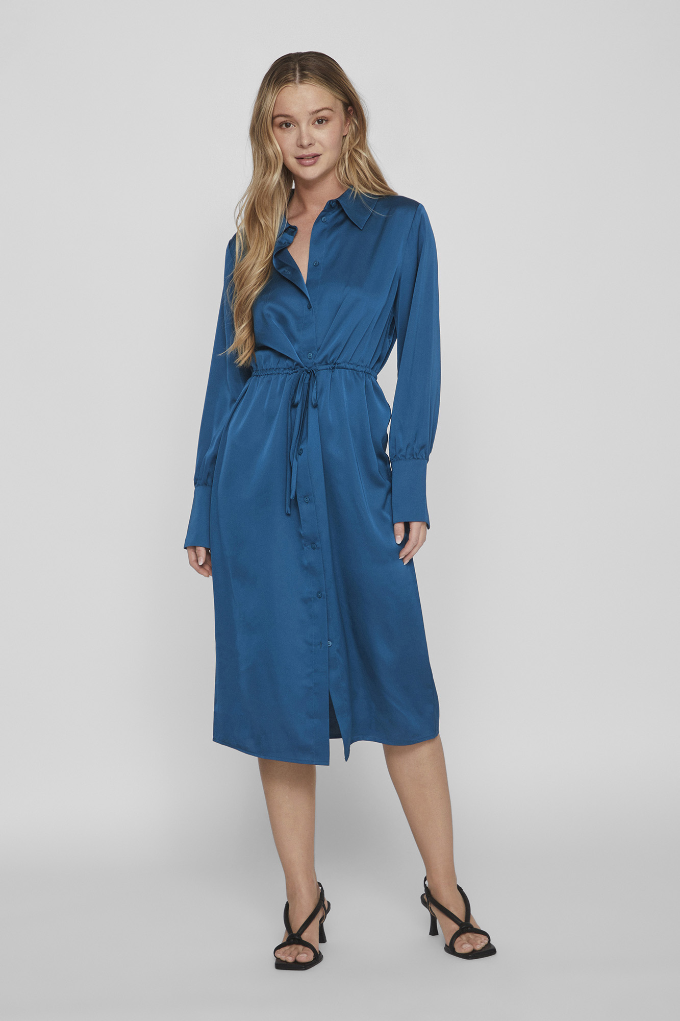 Vestido camisa de cetim
