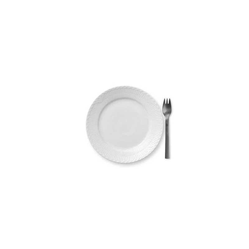 Royal Copenhagen  Hvid Riflet Halvblonde tallerken - Ø19 cm.
