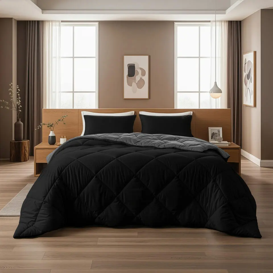 Dekbed zonder Overtrek Diamond 140x200 – Incl. Kussenslopen – Wasbaar – Zwart