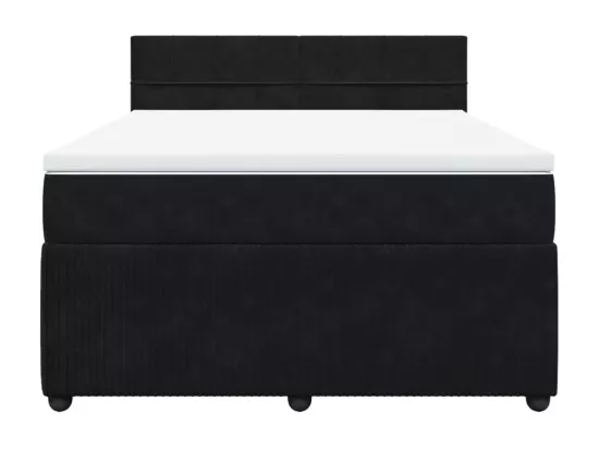 Sommier à lattes de lit avec matelas Noir 140x190 cm Velours