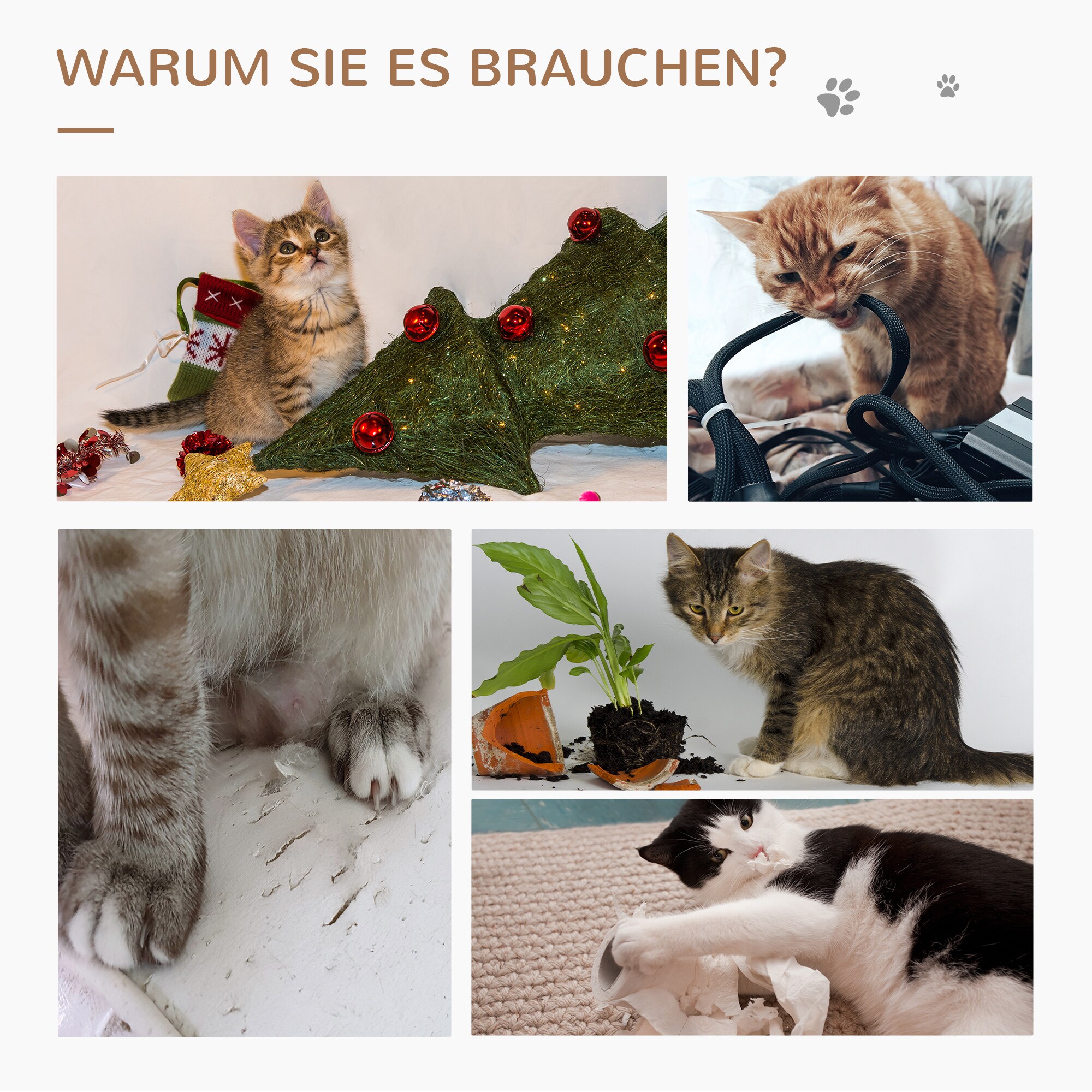 PawHut Kratzbaum mit Mausspielzeug bunt 40L x 30B x 56H cm