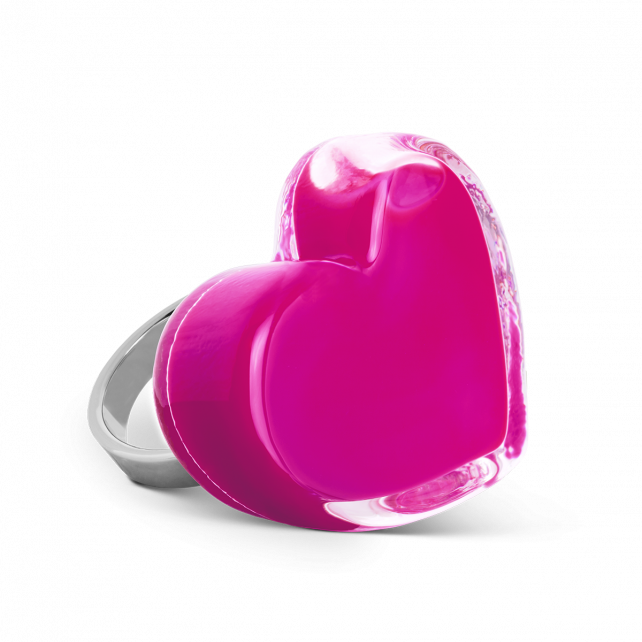 Bague en verre soufflé - Coeur Medium Milk