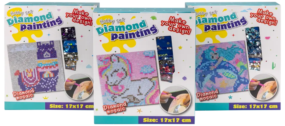 Paint by Diamonds lærred 17 x 17 cm - Pink