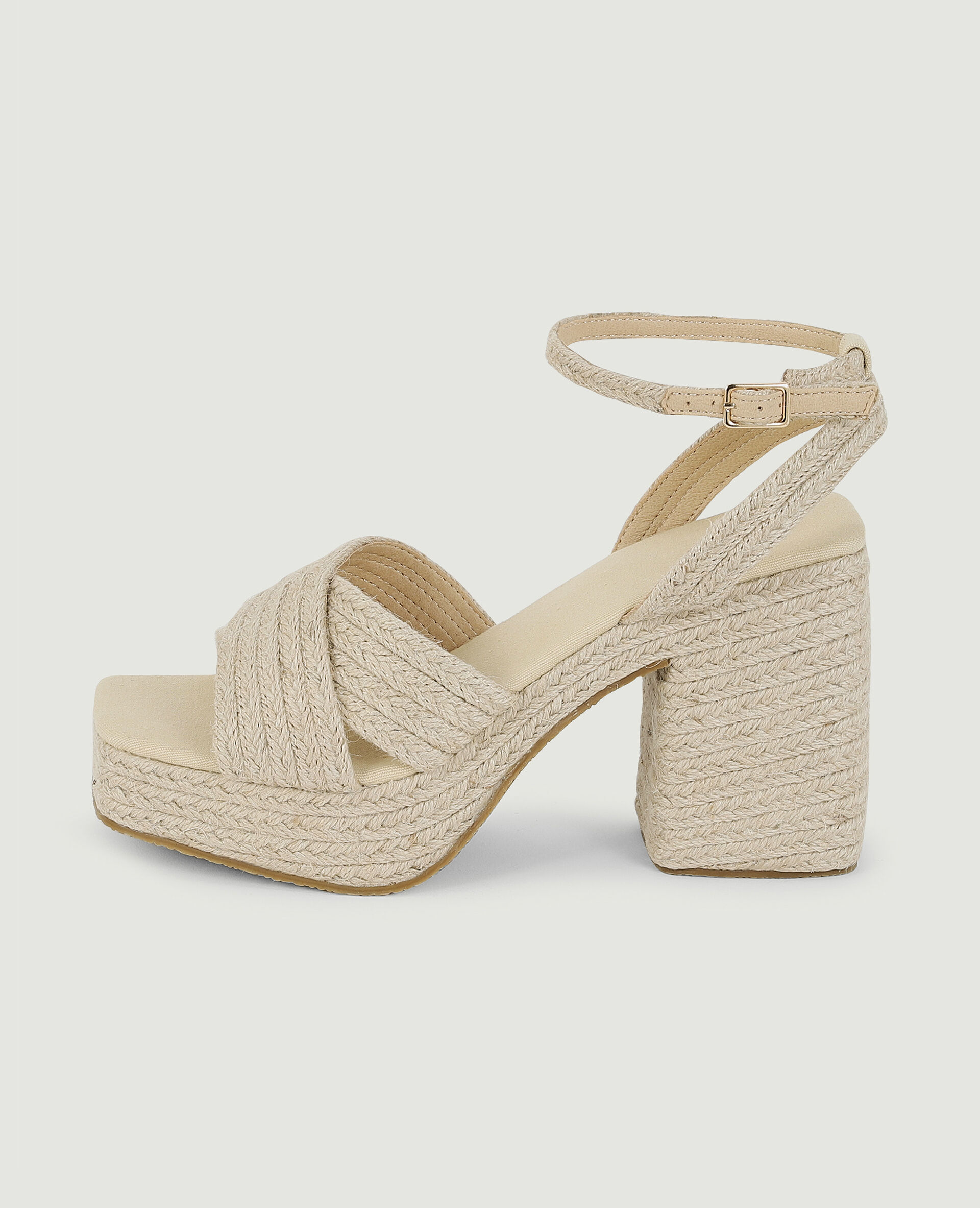 Sandales plateformes matière corde - Beige