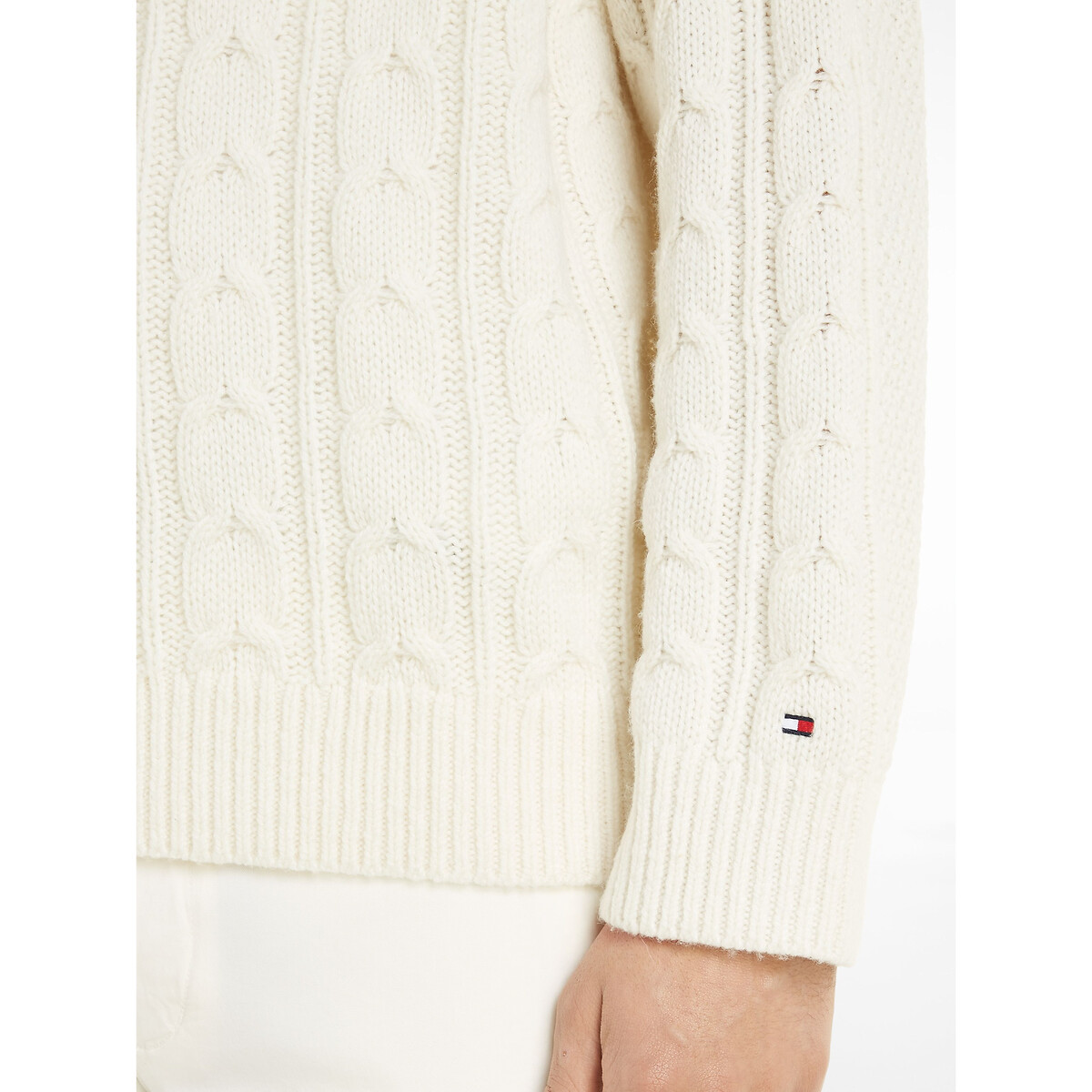 TOMMY HILFIGER<br>Suéter gola alta, malha com logotipo grande