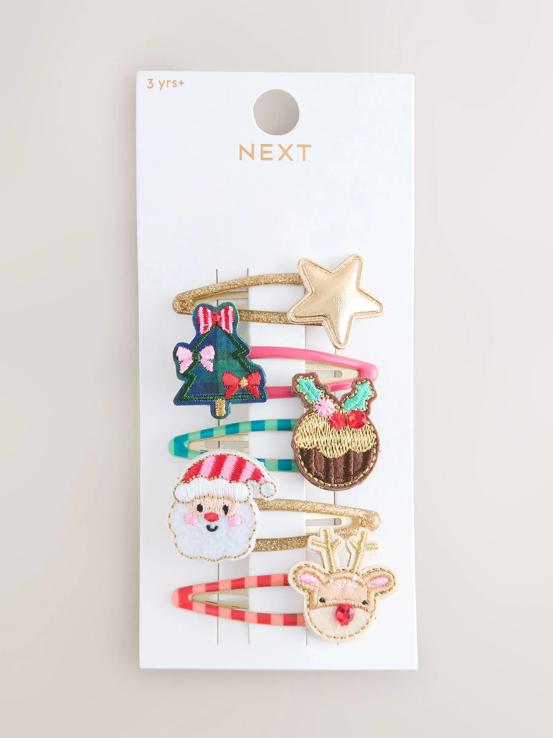 Rood - Set van 5 kerstclips met glitters