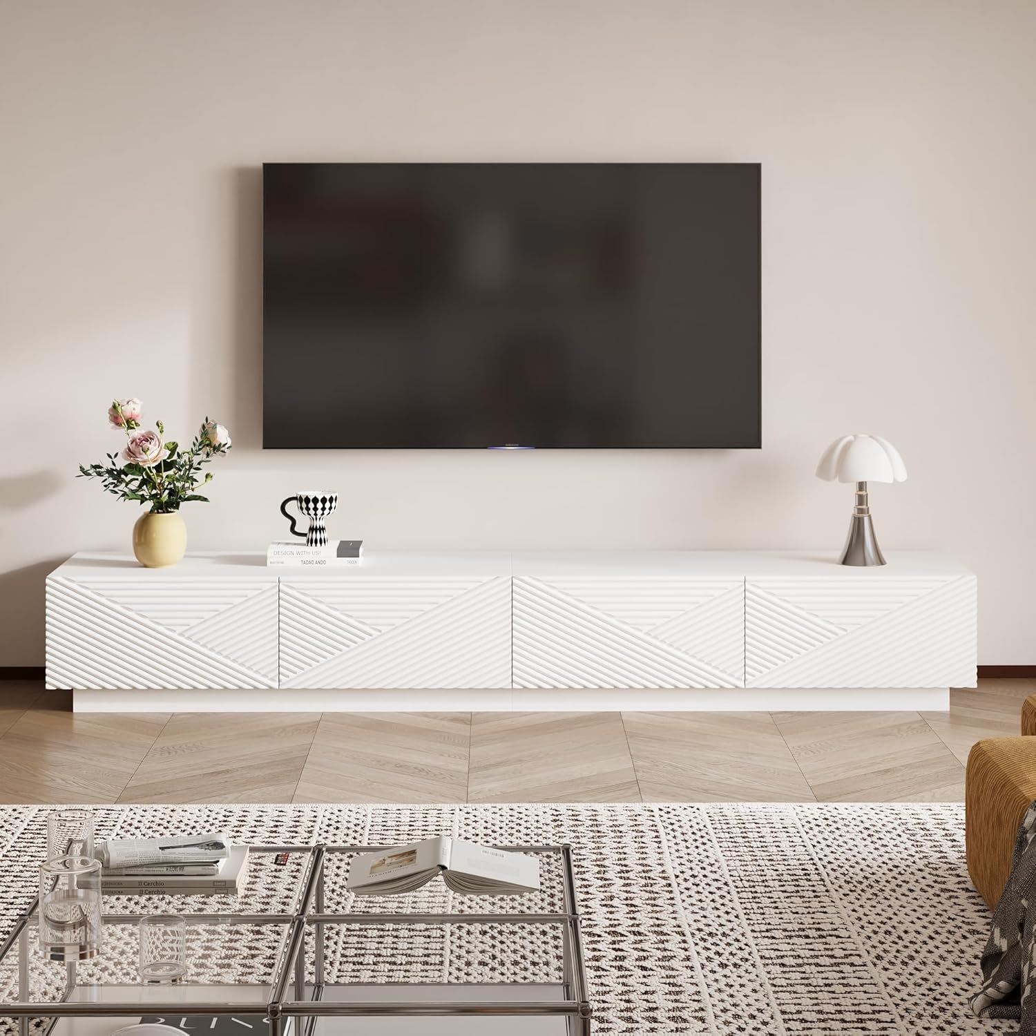 TV-Lowboard 200 cm im Industrie-Design, Fernsehtisch mit 2 großen Schubladen, TV-Unterschrank für Wohnzimmer, TV-Board in Braun-Schwarz, Modernes TV-Regal aus MDF, 40 × 200 × 30,5 cm