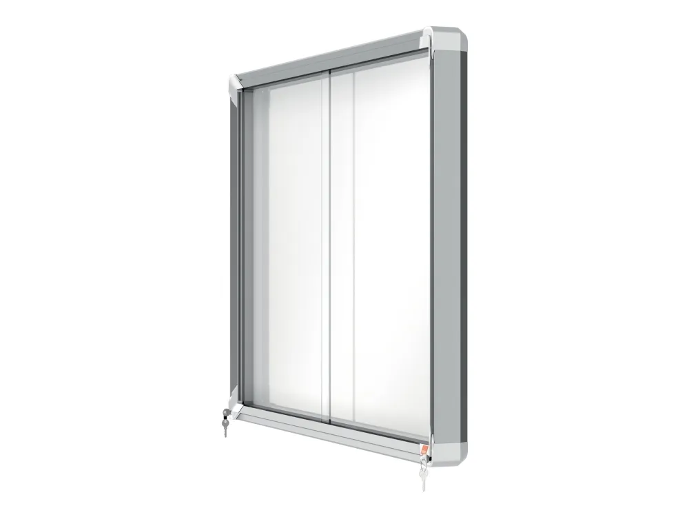 Nobo Premium Plus magnetisk låsbart opslagsskab med skydelåge 8xA4 Hvid