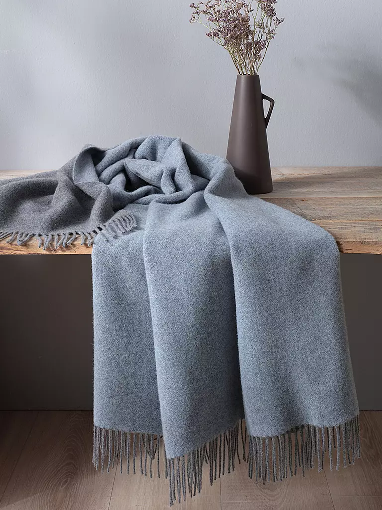 BIEDERLACK Tagesdecke - Plaid 130x170cm Blau Grau dunkelblau