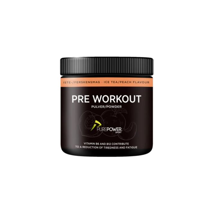 PurePower Unisex Pre-workout pulver Pre-Workout PWO Ice Tea Peach 300g. Sort