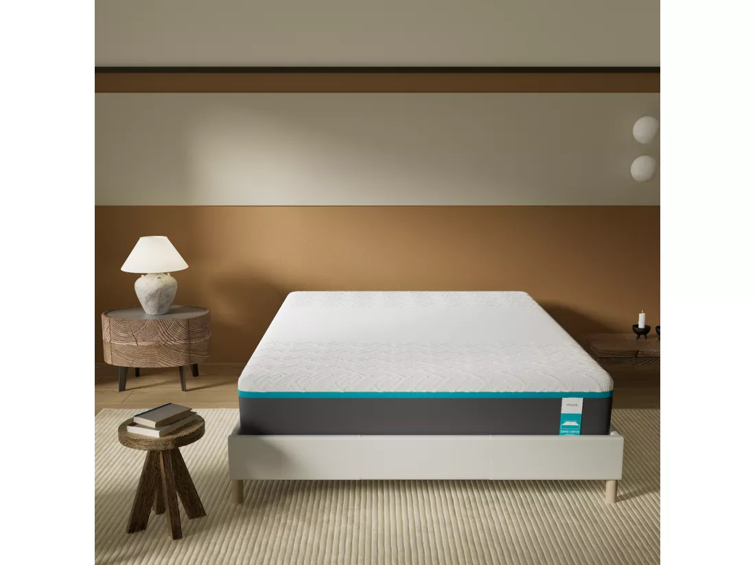 Matelas 90x200cm Equilibré, Latex Naturel et Gel Mémoire De Forme, 28 Cm D'épaisseur
