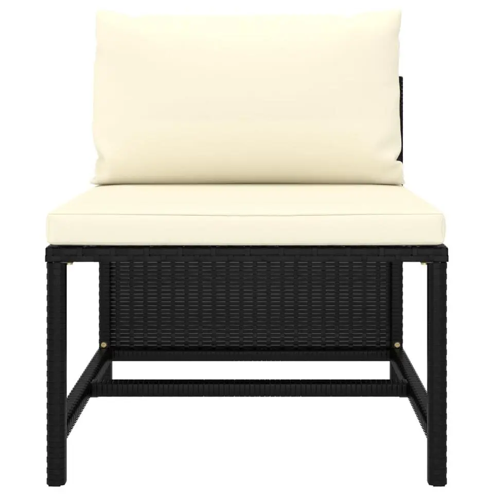 vidaXL - Tuinset - Zwart - Poly rattan - 5 stuks - Met kussens