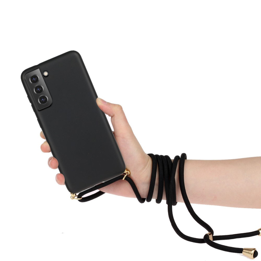 Samsung Galaxy S22 5G Necklace Bio Gummi Case Hülle Eco Friendly Nachhaltig Kompostierbar   Handykette (150cm) - Schwarz