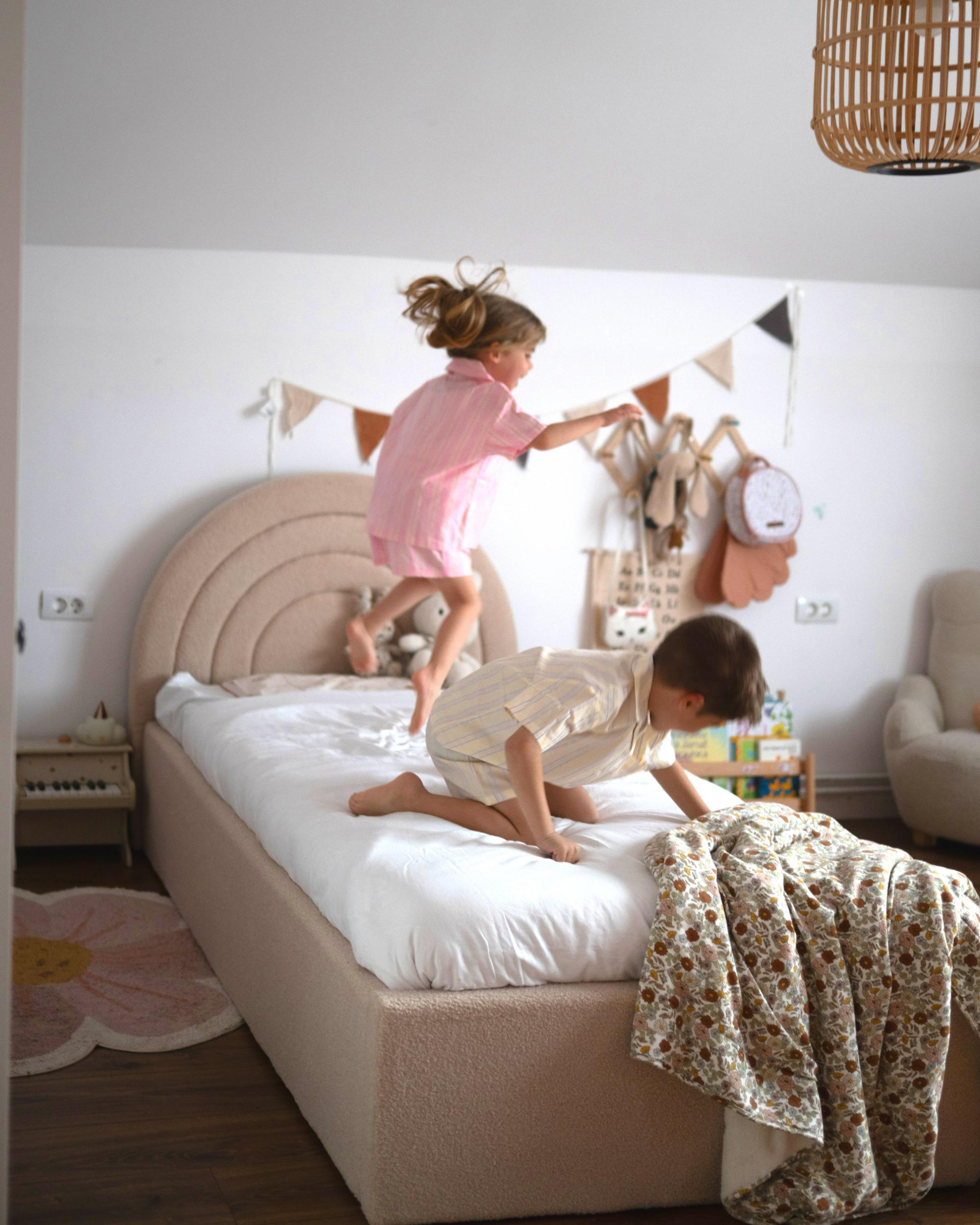 Kinderbed met opbergruimte Stof ANET 90 x 200 cm Beige